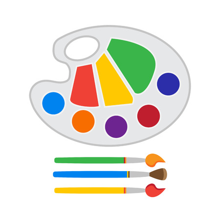 Color palette with brushes. Vector illustration of colored objects for coloring.のイラスト素材
