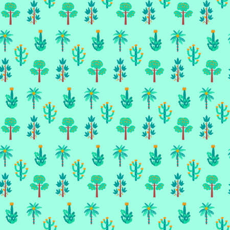 Mint Tree Seamless Pattern