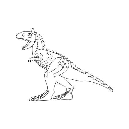 Carnotaurus Line Coloring Book. Vector Illustration of Nature Dinosaur Animal.のイラスト素材