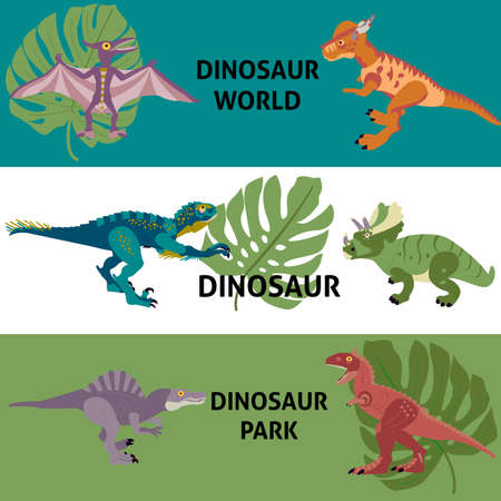 Dinosaurs Web Banners Setのイラスト素材