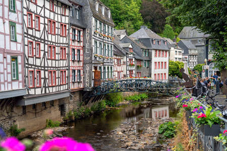 25.07.2020 Germany, Monschau, beautiful view of old townのeditorial素材