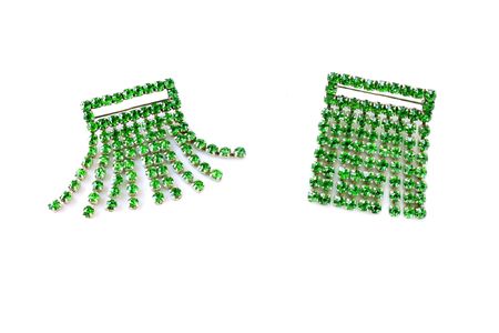 emerald green vintage brooch isolated over whiteの写真素材