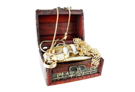 wooden casket with golden accessories