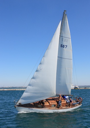 Odessa, Ukraine â August 24,2011: All-Ukrainian sailing regatta of cruiser sailing yachts âBlack Sea Cupâ, dated for Ukraineâs Independence Day .のeditorial素材