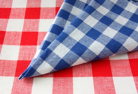 The checkered tablecloth red white blue	の写真素材