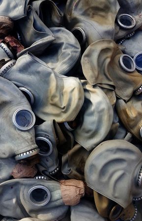 old rubber gas masksの写真素材