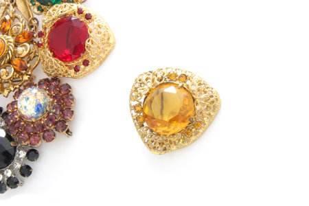jewelry isolated on white background. top view.の写真素材