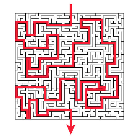 Complex maze puzzle game, 3 high level of difficulty with way exit or answer. Labyrinth as business concept, success.のイラスト素材