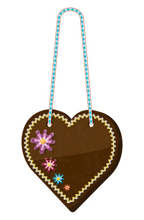 Traditional bavarian souvenir from Oktoberfest. Gingerbread heart with place for your textのイラスト素材