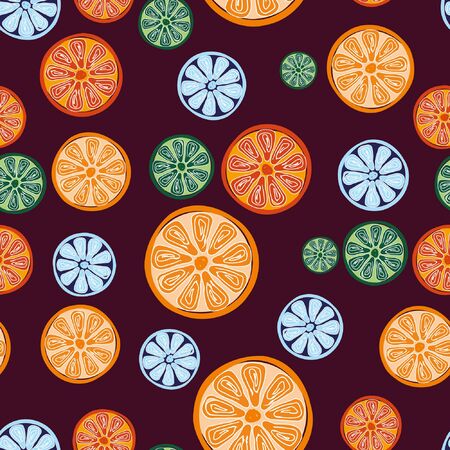 Seamless vector fruit pattern Citrusのイラスト素材