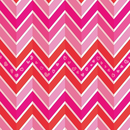 Seamless vector Zigzag pattern Pink Heartsのイラスト素材