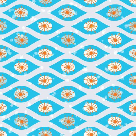 A Vector Seamless Pattern - Light Blue Sea Wave Seeds.のイラスト素材