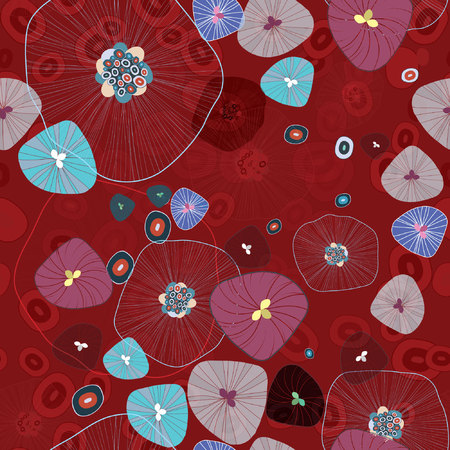 Seamless vector pattern - Deep Red Sea Lifeのイラスト素材