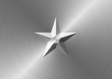Brushed metal texture with bevelled star symbol in the middle.の写真素材