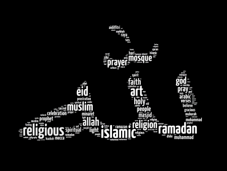 Words illustration of Arabic calligraphy, Allah in black backgroundの写真素材