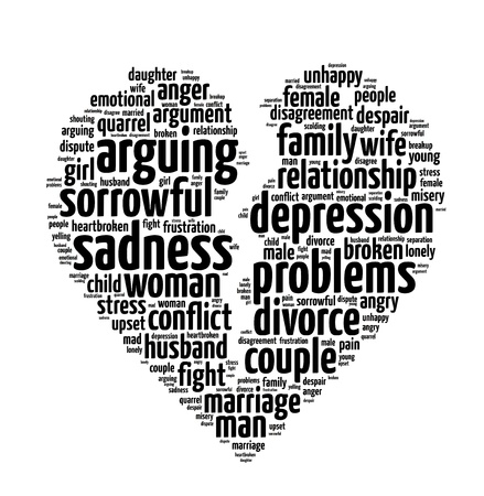 Conceptual words illustration of divorce and failed relationshipの写真素材