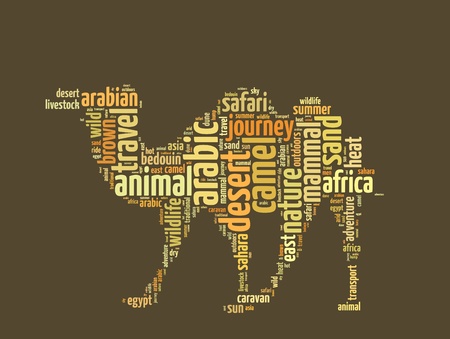 Words illustration of a camel. A form of info text - Words cloudの写真素材