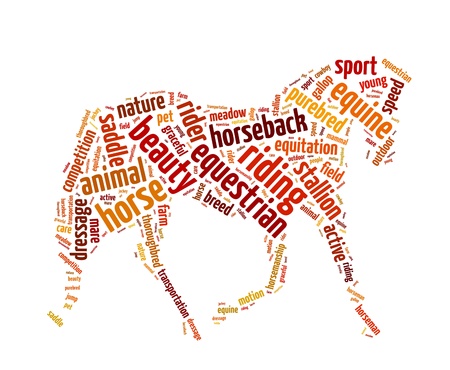 Words illustration of a horse galloping in white backgroundの写真素材