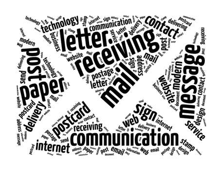 Words illustration of a mail envelope in white background.の写真素材