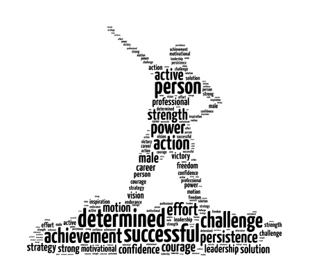 Words illustration of a determined person in white backgroundの写真素材