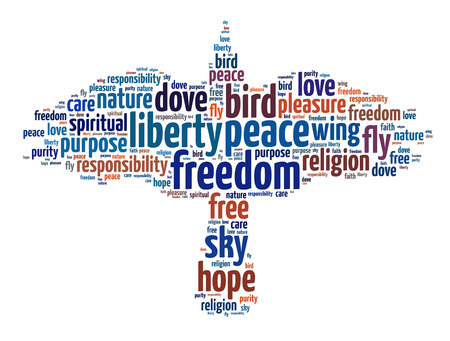 Words illustration of a bird which symbolizes freedomの写真素材