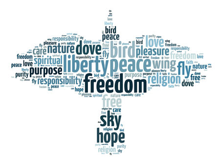 Words illustration of a bird which symbolizes freedomの写真素材
