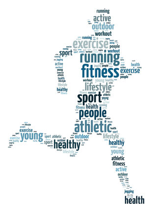 Words illustration of a man jogging over white backgroundの写真素材