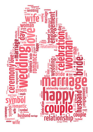 Words illustration concept of a married couple over white backgroundの写真素材