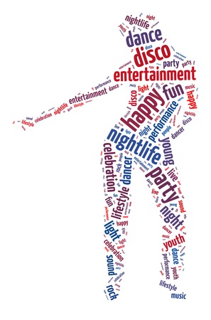 Words illustration of the nightlife and clubbing over white backgroundの写真素材
