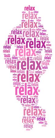 Conceptual words illustration of the word "Relax" over white backgroundの写真素材
