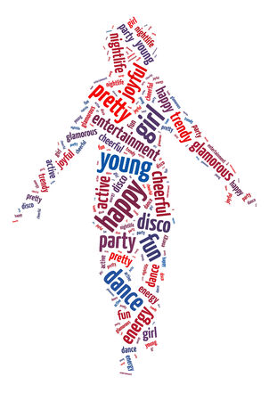 Words illustration of the nightlife and clubbing over white backgroundの写真素材