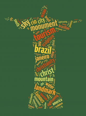 Words illustration of the famous Christ the Redeemer statue in Rio de Janeiro, Brazilの写真素材