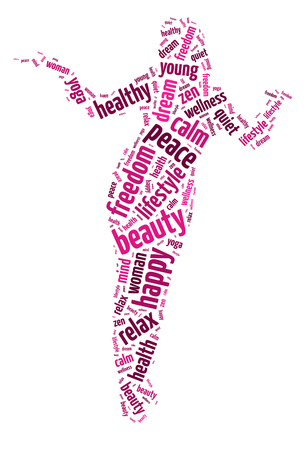 Words illustration of the concept of relaxation and peace over white backgroundの写真素材