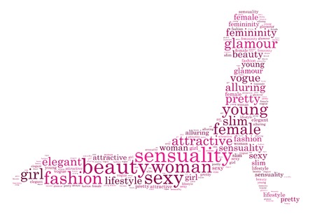 Words illustration of sexy, alluring woman over white backgroundの写真素材