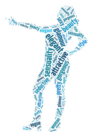 Words illustration of sexy, alluring woman over white backgroundの写真素材