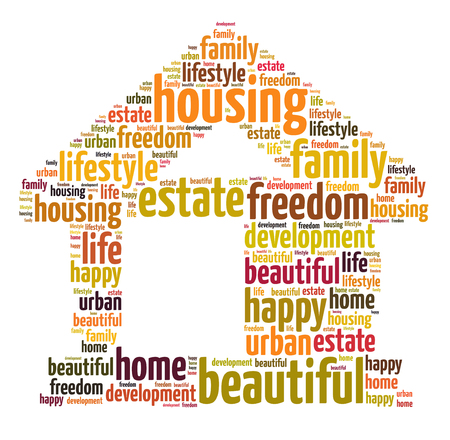 Words illustration of the concept of home over white backgroundの写真素材