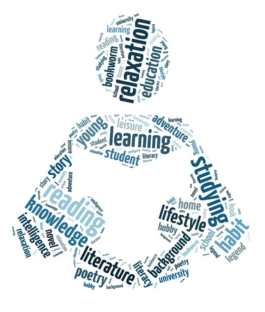 Words illustration of the concept of active reading over white backgroundの写真素材