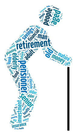 Words illustration of the concept of retirement over white backgroundの写真素材