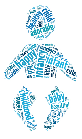 Words illustration of the concept of infancy over white backgroundの写真素材