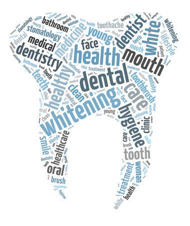 Words illustration of the concept of dental healthcare over white backgroundの写真素材