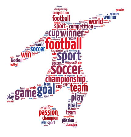 Words illustration of a soccer player kicking ballの写真素材