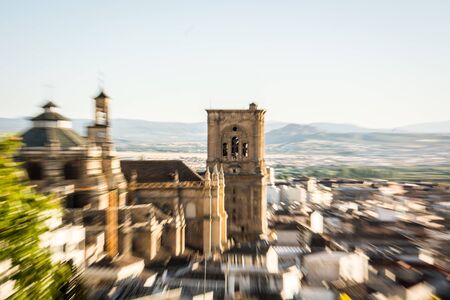 Blurred zooming in centered on the Cathedral of Granada