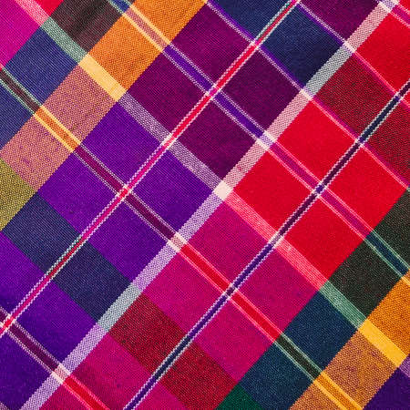 Colorful loincloth fabric background, tartan fabric, silk plaidの写真素材