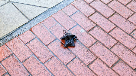 Face mask discarding leave carelessly on the walkway. Effect from Coronavirus.Used face masks...