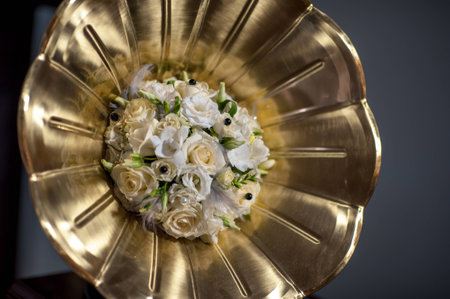 wedding bouquet in a trumpetの写真素材