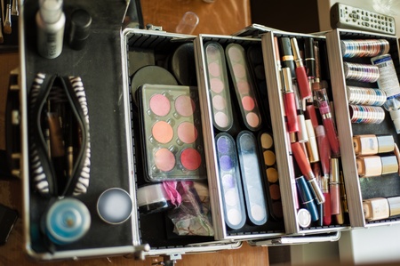 makeup kit on the tableのeditorial素材