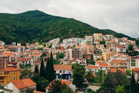 Budva, Montenegro, the view from the high-rise building in the city centerの写真素材