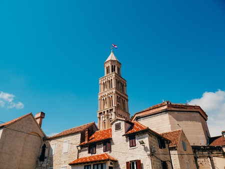 Old Town of Split, Croatia. Inside the city. Ancient architecture and medieval houses.の写真素材