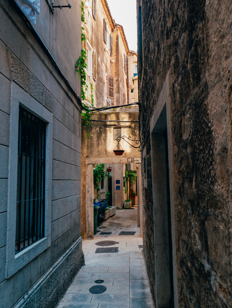Old Town of Split, Croatia. Inside the city. Ancient architecture and medieval houses.の写真素材