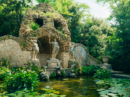 Fountain Neptune in Trsteno Arboretum, Dubrovnik, Croatiaの写真素材